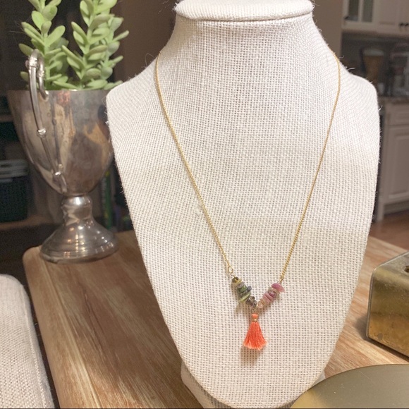 Anthropologie Jewelry - Anthropologie Natural Stone and Tassel Necklace